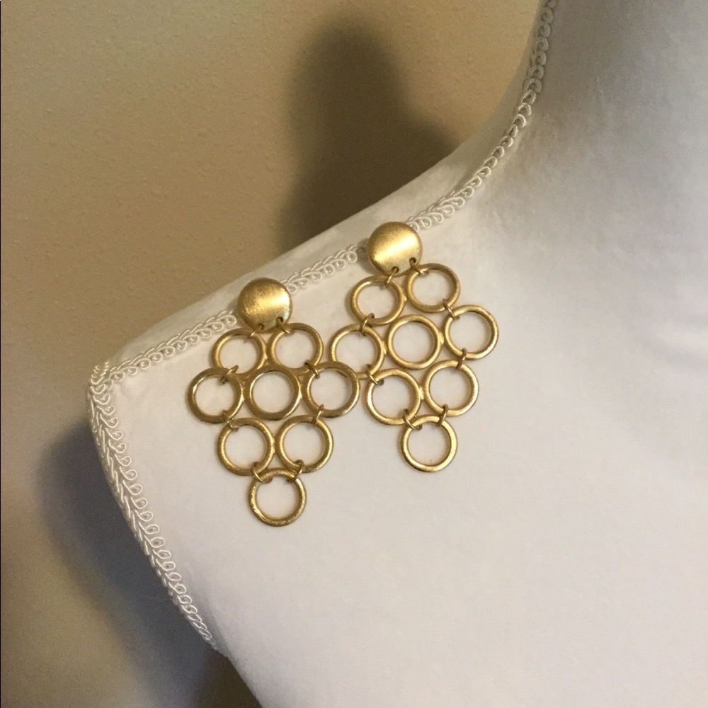 Brushed Gold Dangle Post Earrings